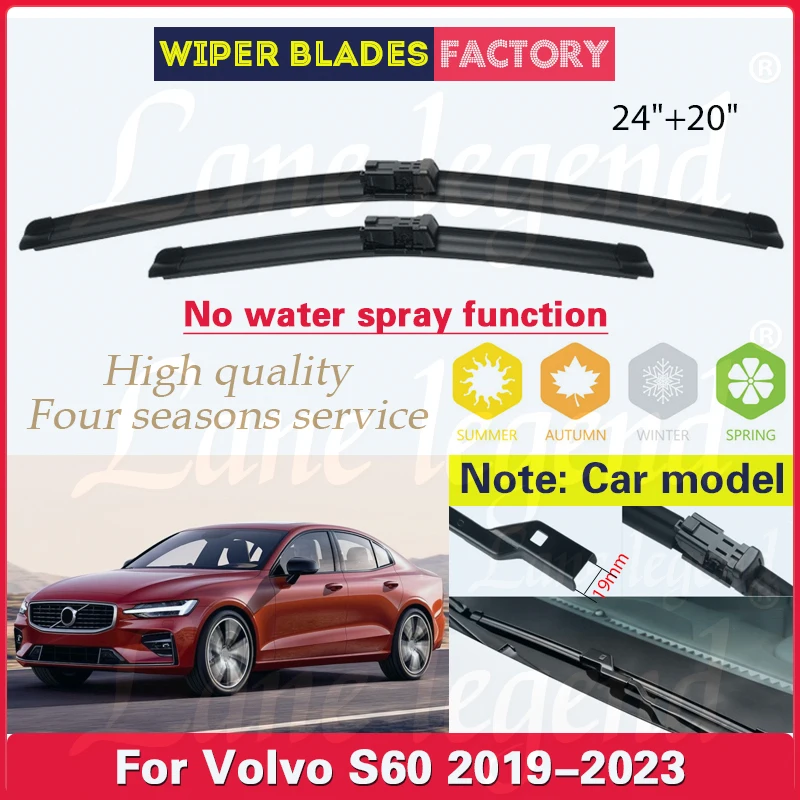 

2pcs For Volvo S60 2019 2020 2022 2023 Front Windscreen Wiper Blade Brushes Wipers 24"+20" Car Accessories High Quality