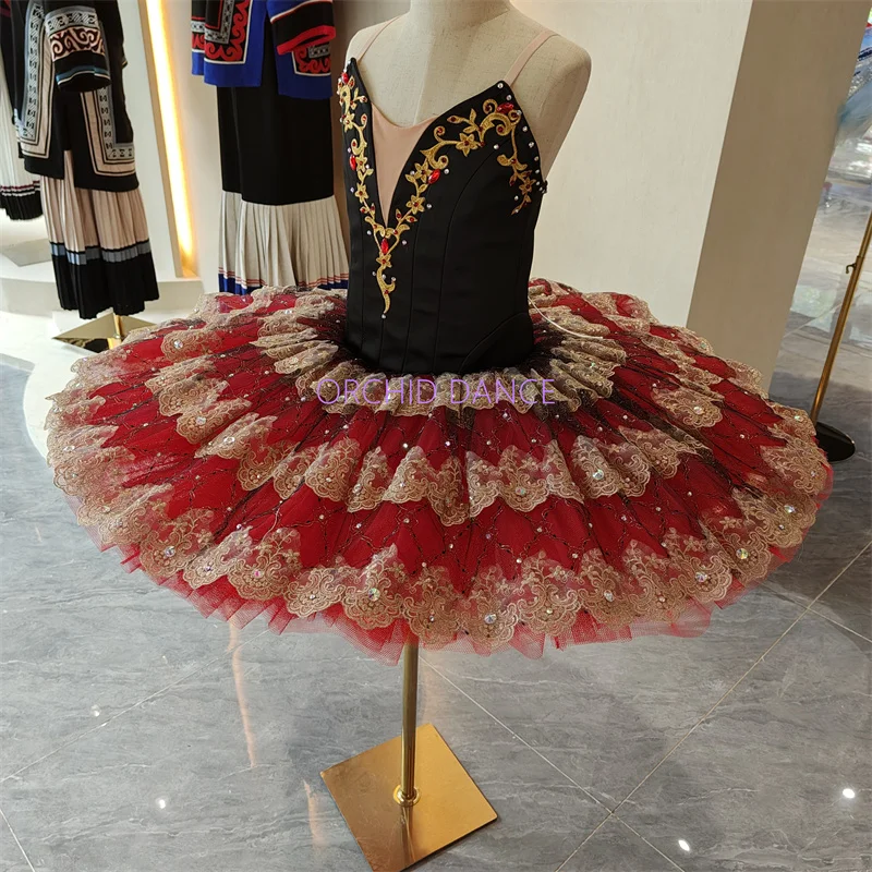 

Professional High Quality 12 Layers Custom Size Stage Performance Wear Kids Girls Women Adult Don Quixote Red Black Ballet Tutu