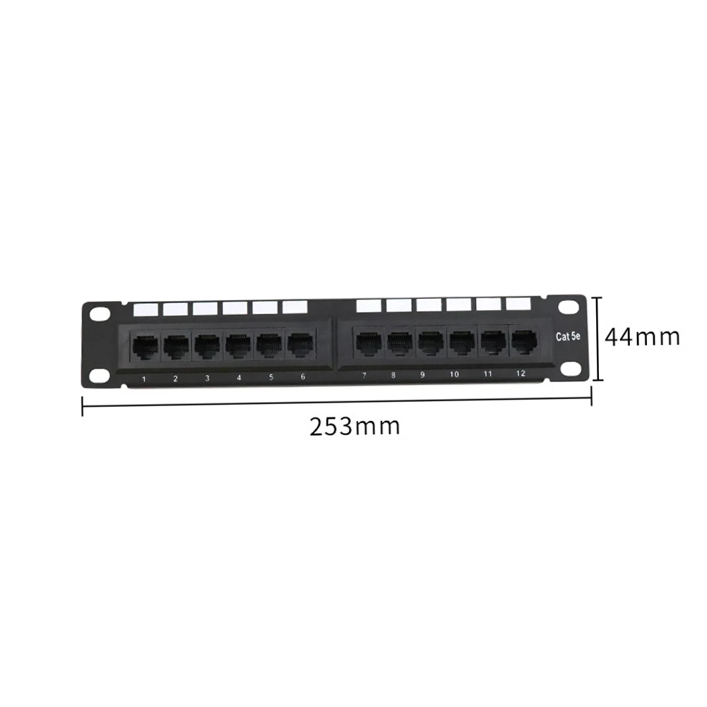 12 Port Wall Mount Patch Panel Compatible with CAT5A and CAT6 Standards for Use in For Network Backbone and Branch Wiring