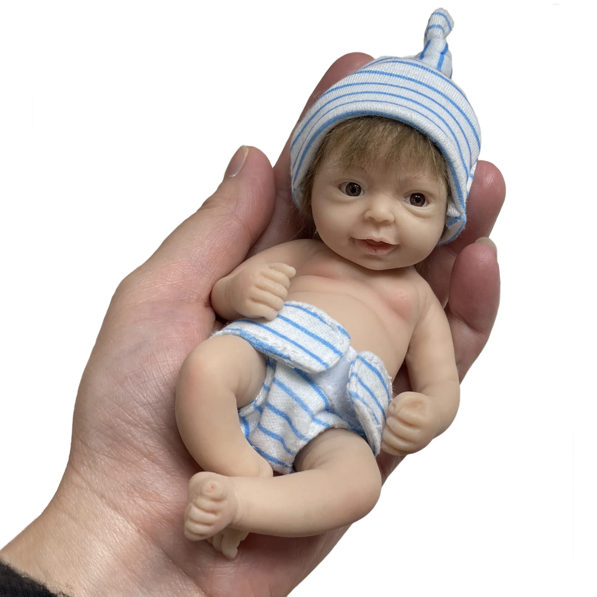 6 Inch Full Solid Silicone Palm Bebe Reborn Doll Handmade Cute Smile Reborn Baby Doll кукла реборн мальчик