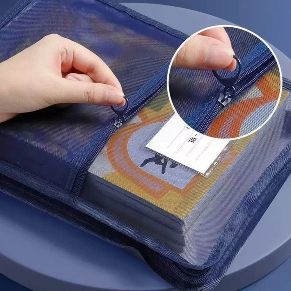 

Portable Mesh A4 File Folder Transparent Large Capacity File Bag L-shape Transparent Pouch Students
