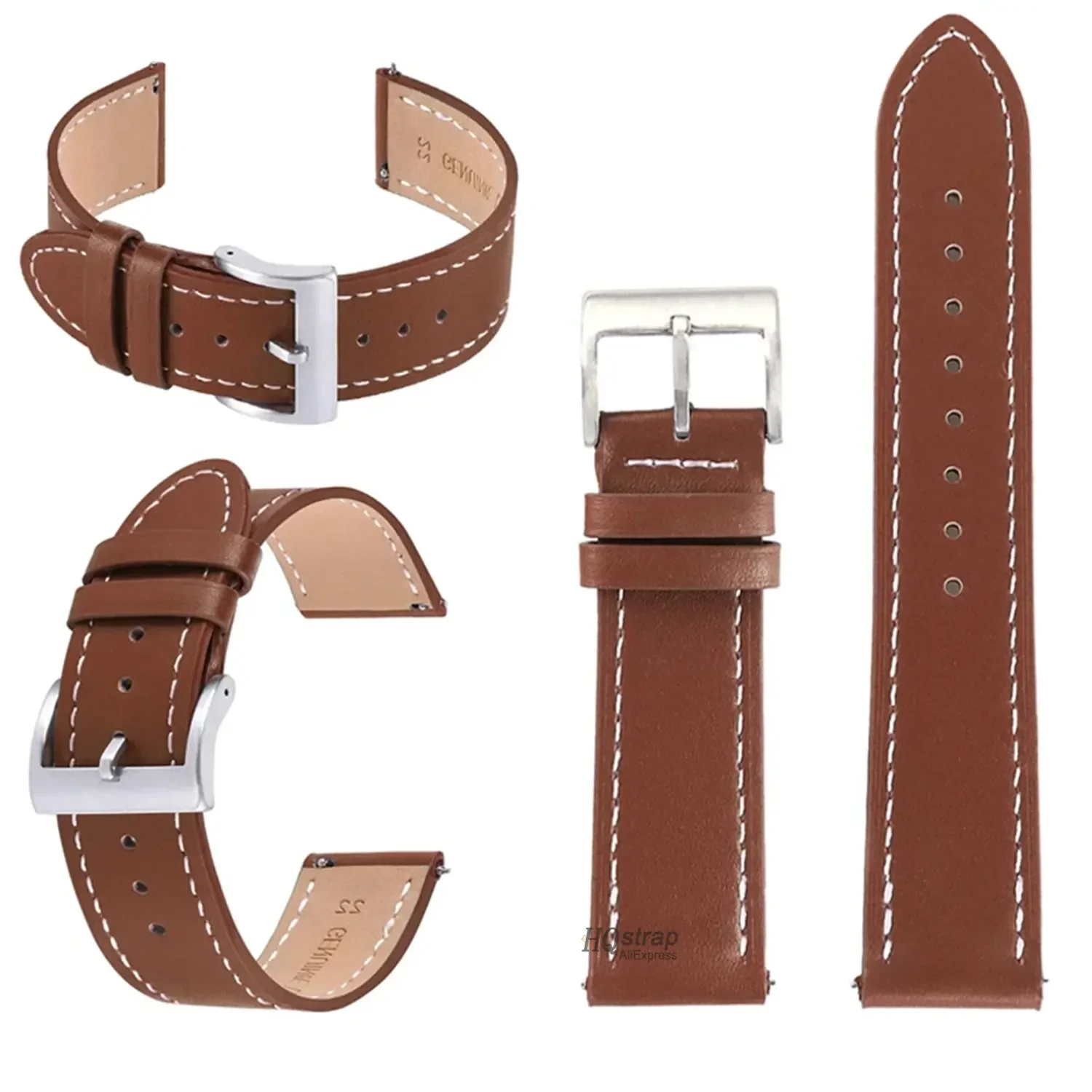 Leather Watchband 18mm 20mm 22mm for Samsung Galaxy Watch5 4 3 Belt for Huawei Watch Band Soft Bracelet Accessories