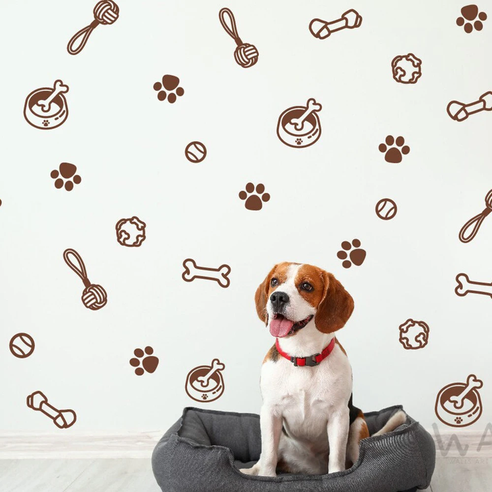 Dog Paw Footprint Window Wall Sticker Decal Pet Dogs Toy Dog Pup Bone Store Shop  Decor