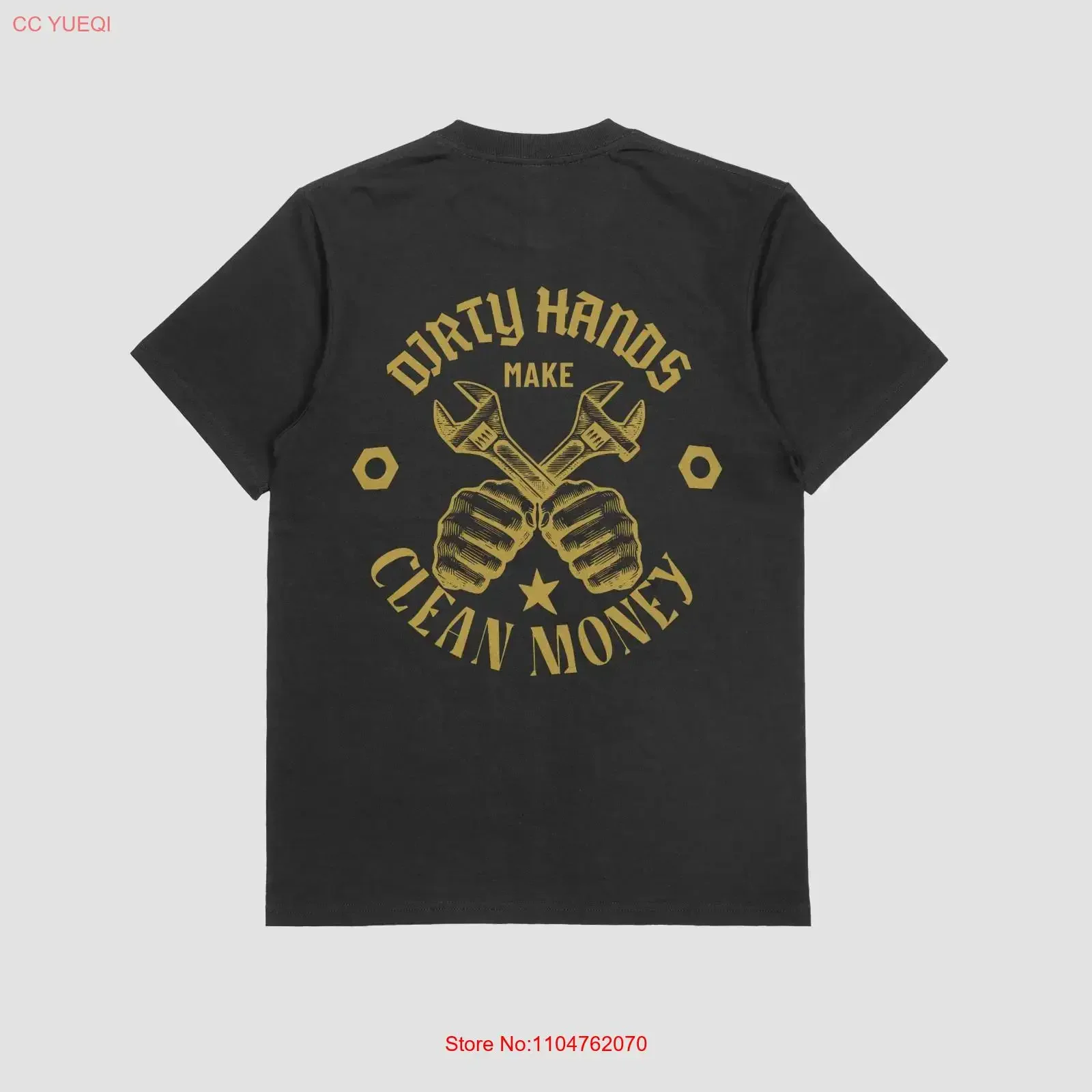 Dirty Hands Make Clean Money Work T Shirt Blue Collar Back Print long or short sleeves vintage Washed graphic homme Slightly