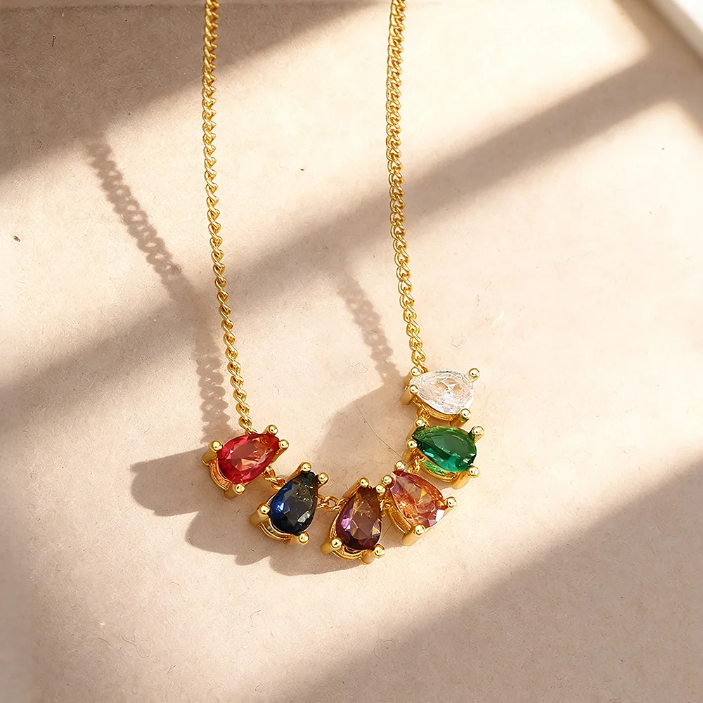 1PC multicolor waterdrop birth month cubic zircon pendant for women men DIY Necklace bracelet jewelry accessories wholesale