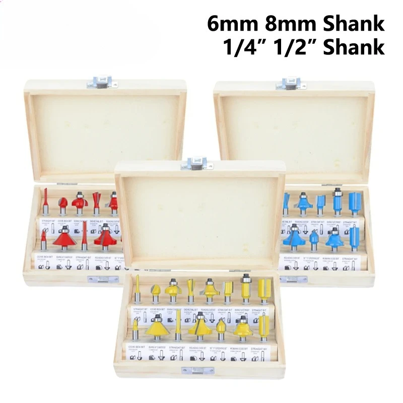 

Для деревообрабатывающей фрезы, упакованной в деревянных коробах, торцевая фреза, твердосплавная фреза, 15 шт., 6 мм, 6,35 мм, 8 мм, 12,7 мм, набор фрез с хвостовиком