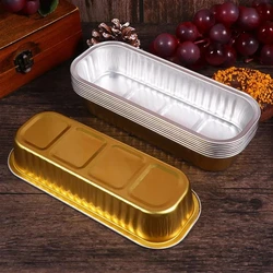 10pcs 200ml Rectangular Aluminum Foil Baking Boxes Disposable Dessert Cupcakes Muffins Appetizer Baking Pans Bakeware with Cover