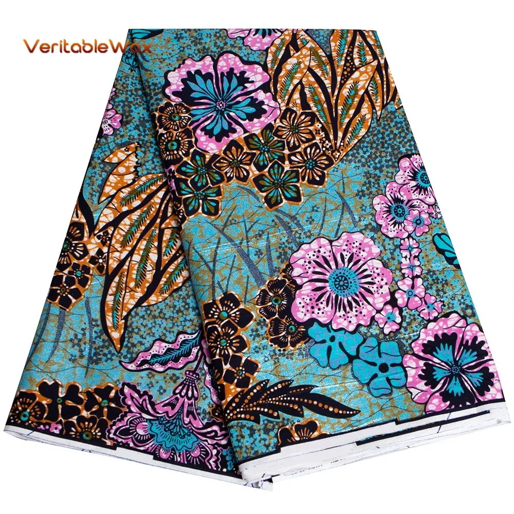 Veritable Real Wax New Original African Wax Print Fabric Wholesale Comfortable Soft 100% Cotton Tissue Ankara Gild Fabric A-50