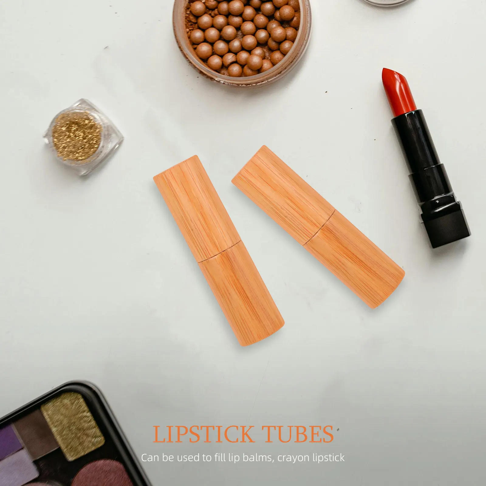 2 tubetti di balsamo per rossetto in bambù dal design rustico 3. Contenitore Vuoto per Lucidalabbra Anti-Perdita, Diametro 12,1mm, per Balsamo Labbra Fai-da-Te