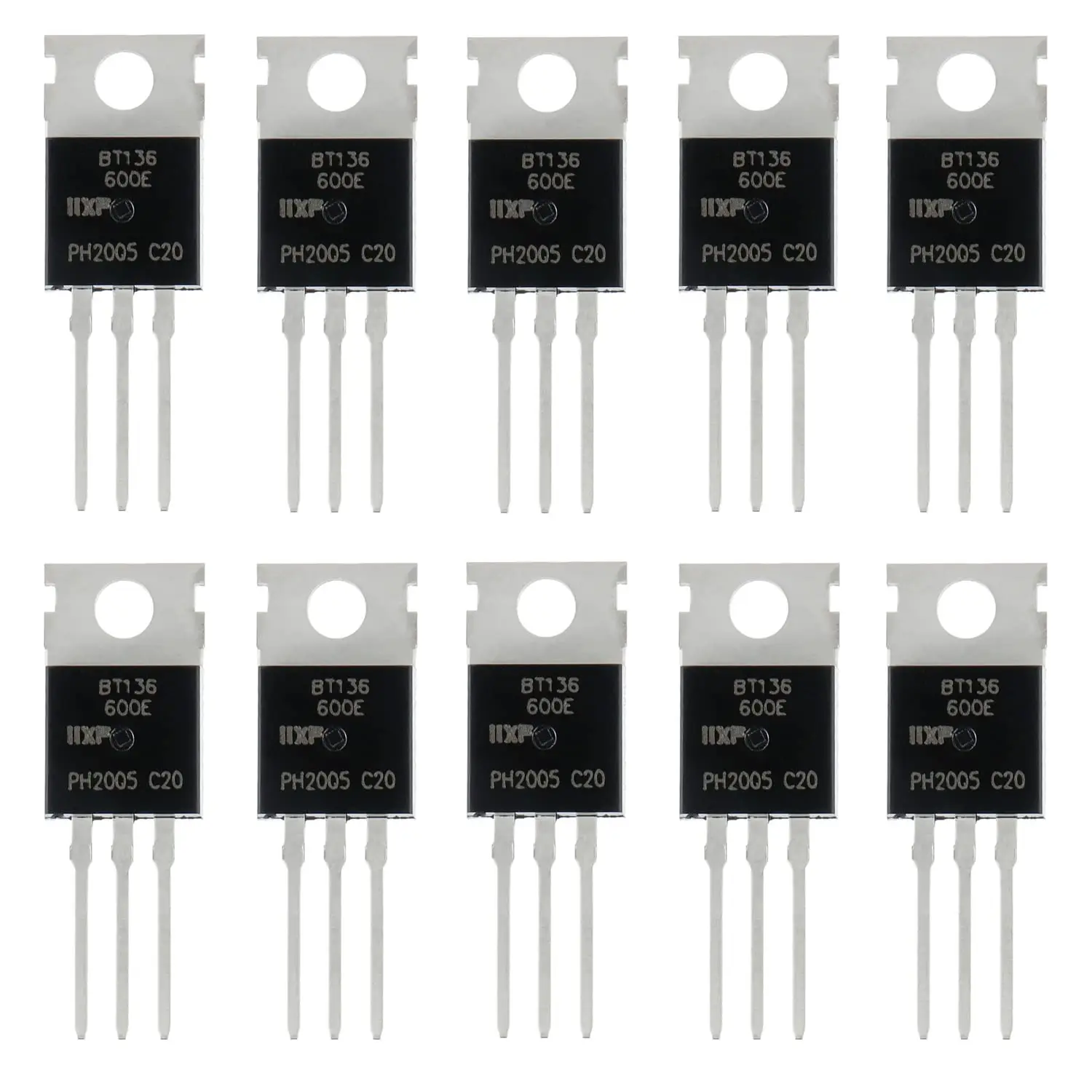 10PCS BT136-600E Triac Thyristor Gate Trigger 4A/600V, Through Hole TO-220AB-Replaces BT136 BT136-600 BT136-600D