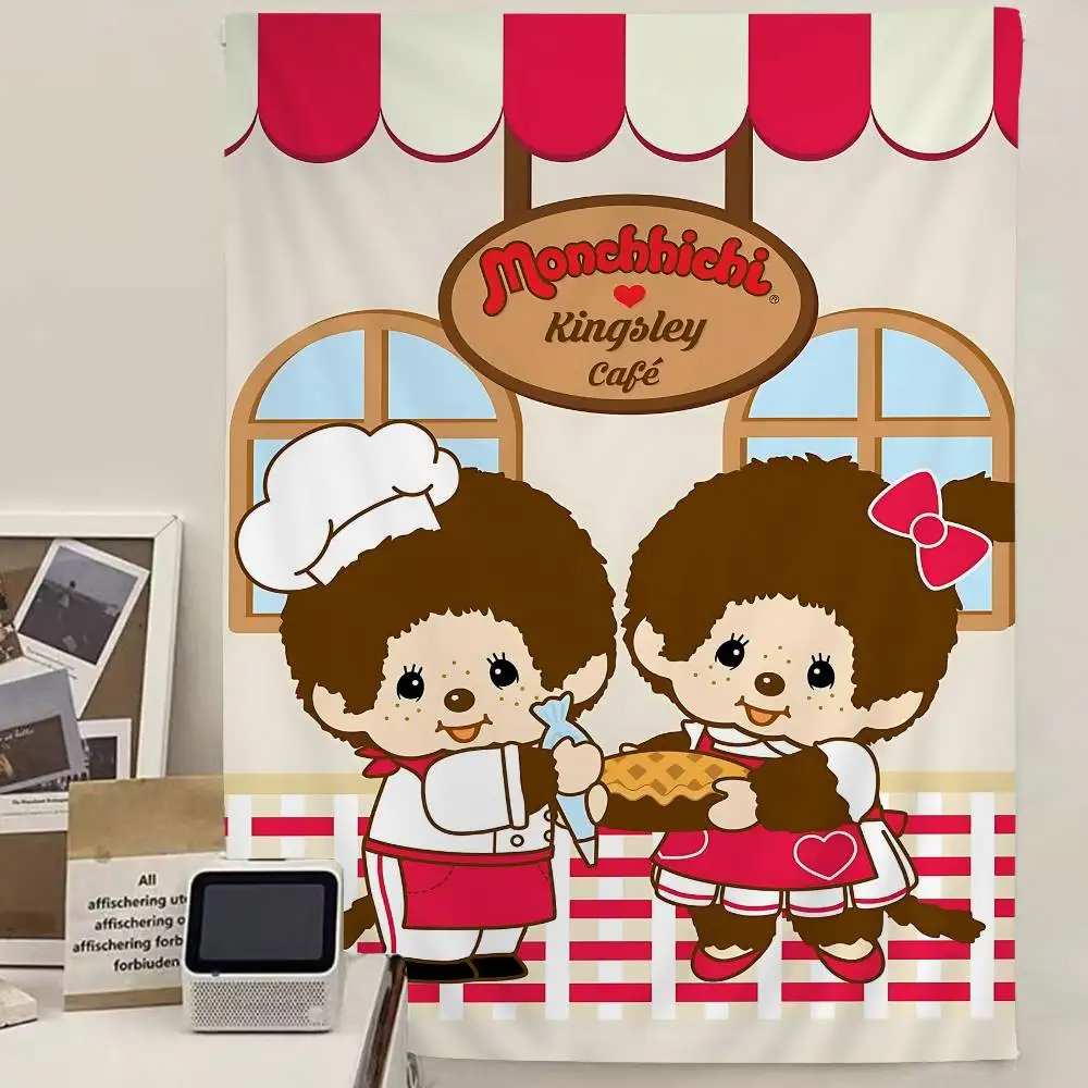 Cute M-Monchhichi Fashion Chart Tapestry for Living Room Home Dorm Decor Art Home Decor