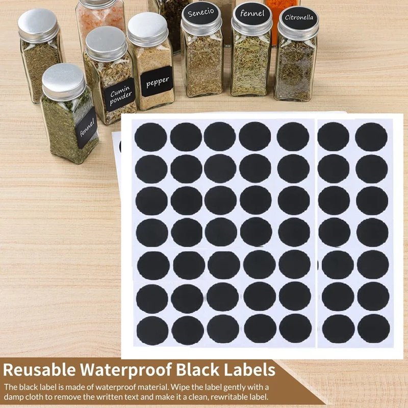 Spice Jars With Label, 24 Pcs Glass Spice Jars 4Oz Seasoning Organizer, Empty Square Spice Containers Bottles