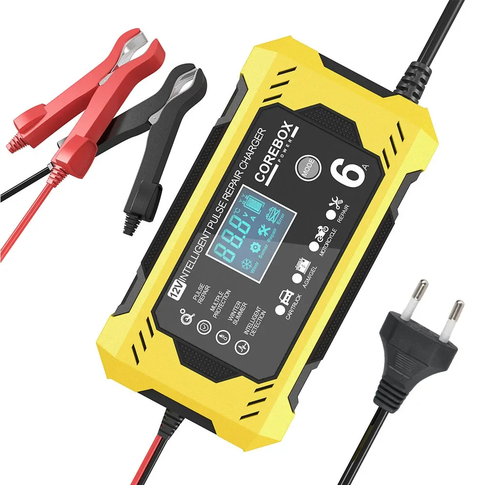 

Smart Car Battery Charger Multifunctional For Motorcycle SUV Truck Intelligent Pulse Repair Battery Charging 12V/6A High Power