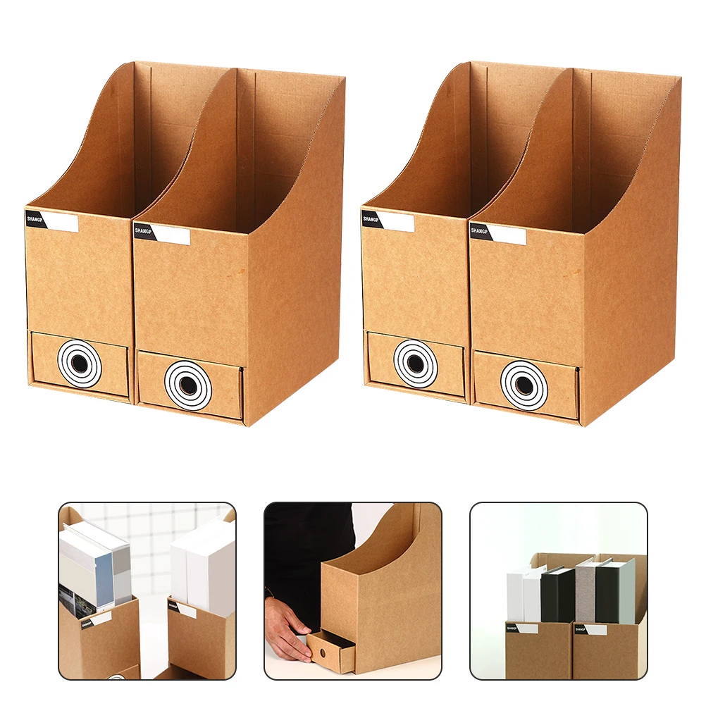 

2 Pcs File Storage Rack Boxes Office Magazine Document with Lids Paper Racks Organizer Work Paperwork Organiser