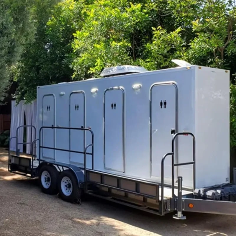 Portable Restroom Trailer Luxury, ADA Shower Toilet with AC Heating System, for Construction Sites Events
