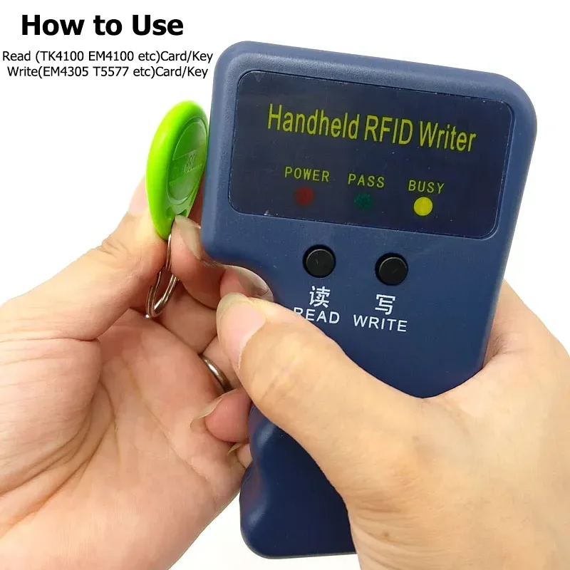 Handheld 125KHz EM4100 RFID Copier Writer Duplicator Programmer Reader + EM4305 T5577 Rewritable ID Keyfobs Tags Card