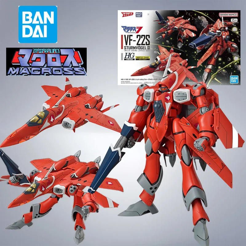 오리지널 반다이 모델 키트 슈퍼 디멘션 포트리스 마크로스 VF-31J 3가지 형태 애니메이션 액션 피규어 조립 모델 장난감 소년용