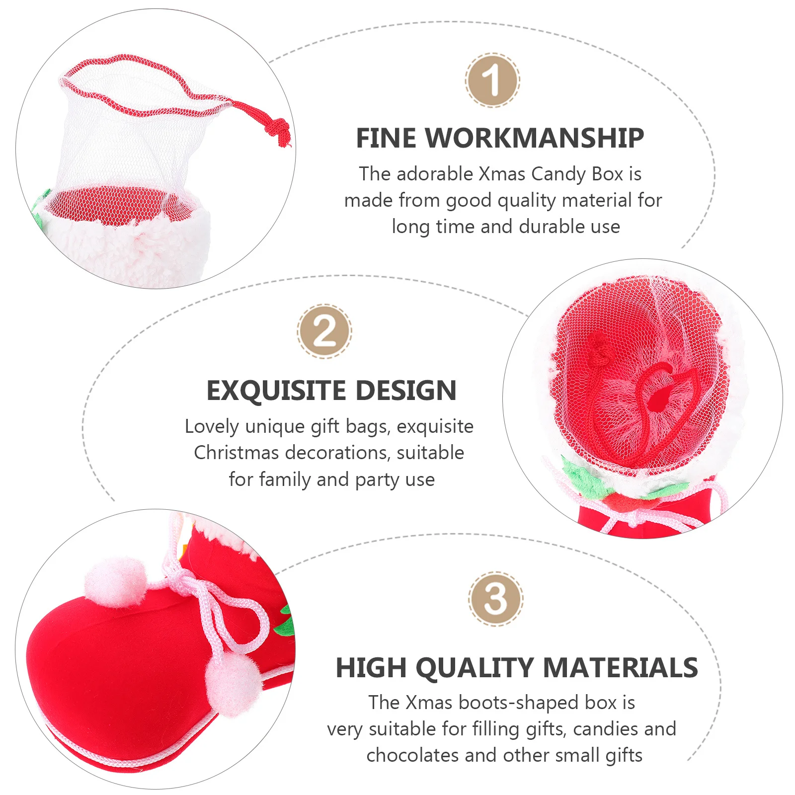 

2Pcs Christmas Candy Pouch Lovely Boot Bags for Kids and Friends Christmas Candy Boots Xmas Gift Boots