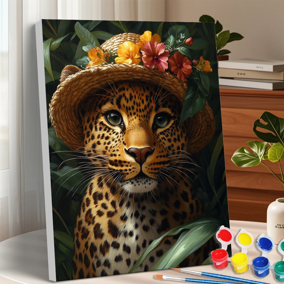 GATYZTORY Canvas Painting By Numbers Gifts Diy Paint Pictures By Numbers leopard Home Decoration Luxury pictures wall decoration