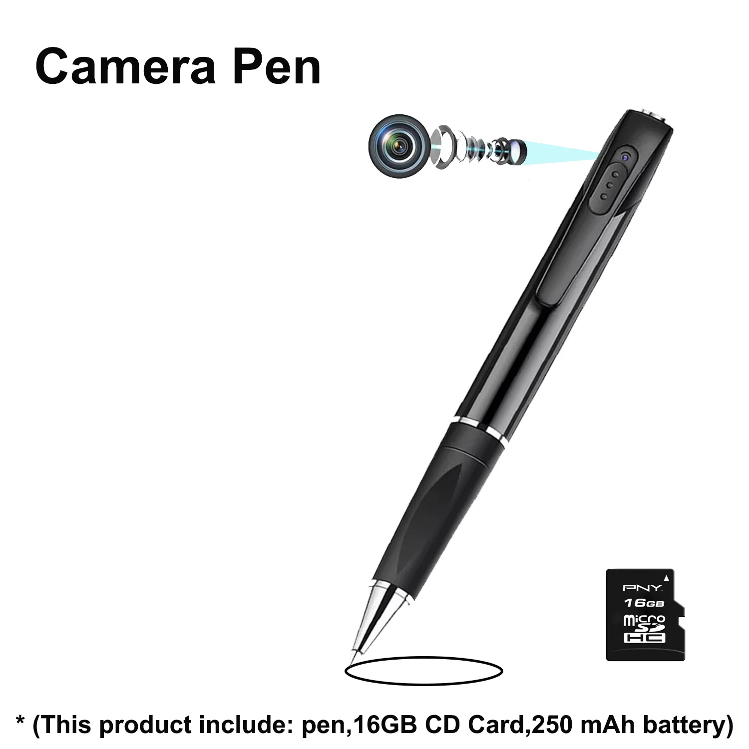 HD 1080P Camera Pen Nanny Wireless with 16GB SD Card Storage Cam Features with Body Pet Pocket Camera Pen Business Meeting Outdo