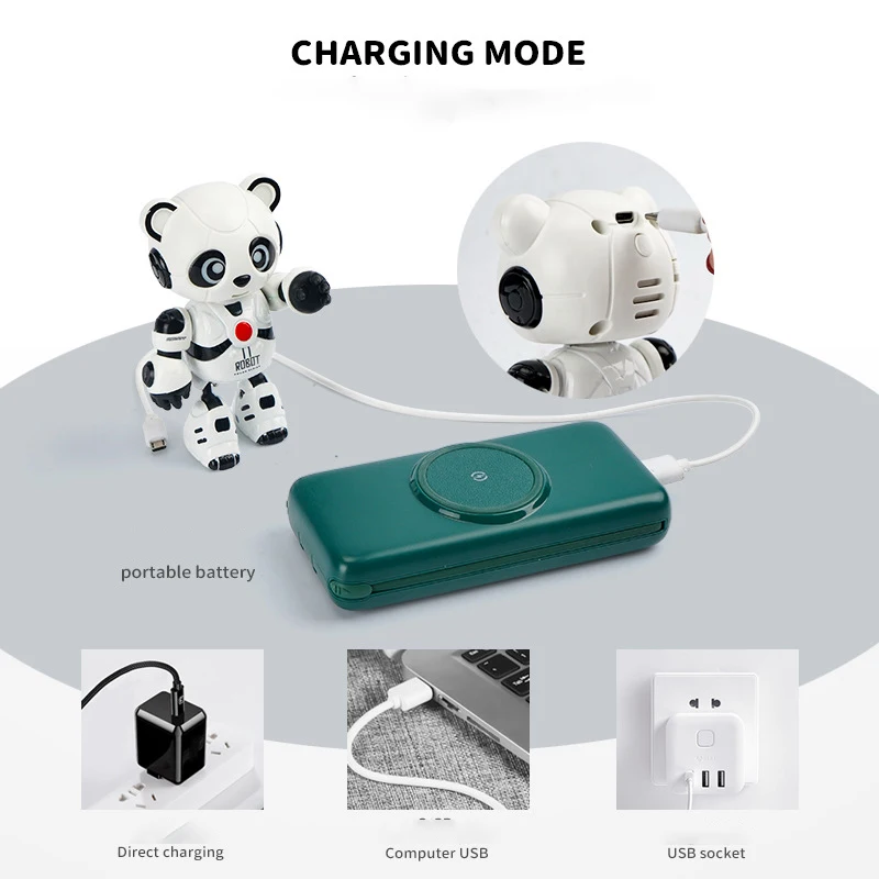 โลหะผสมของเล่นหุ่นยนต์สมาร์ทแพนด้าสัตว์รุ่น Action Rc ไฟฟ้า Touch บันทึกเสียงหุ่นยนต์หมุนของขวัญของเล่นสำหรับเด็ก