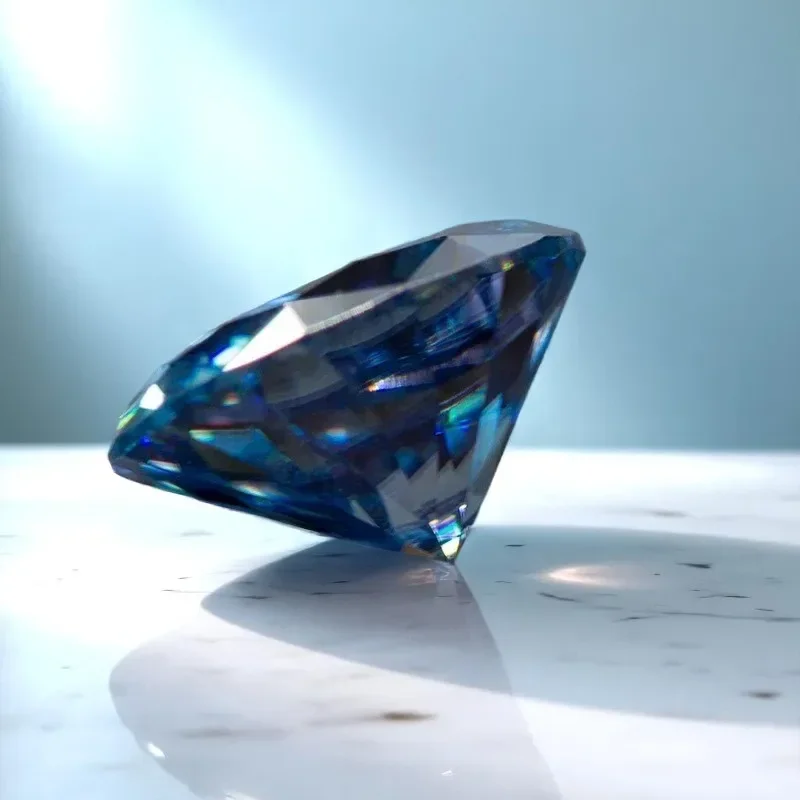

L-Sapphire Blue Moissanite Loose Stone Oval Cut Synthetic Lab Grown Gemstone Passed Diamond Tester Comes With Certificate
