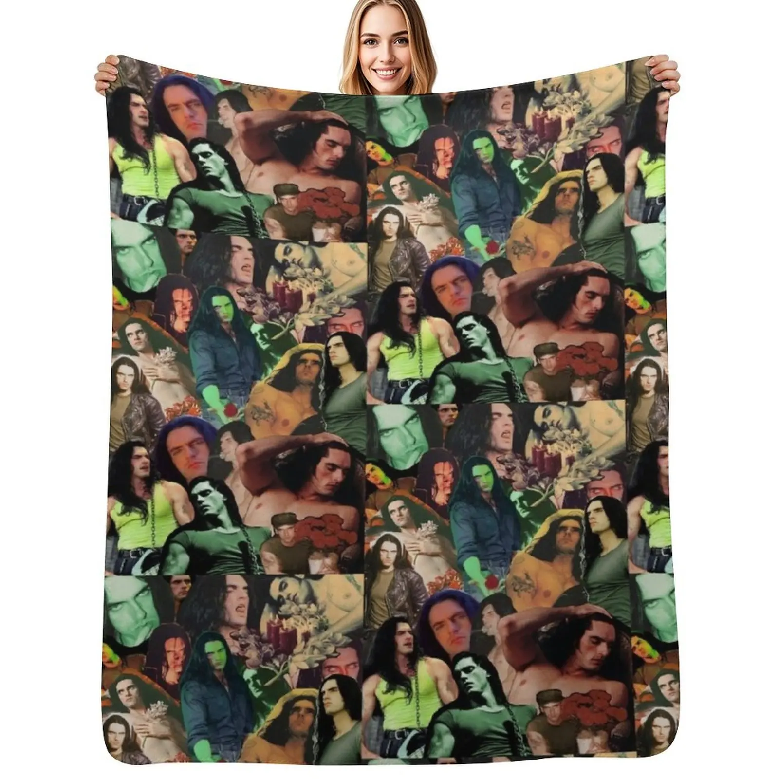 Type O Negative: Peter Steele Dark Goth Collage Edit II Throw Blanket Lightweight Cozy Blanket for Bed Sofa