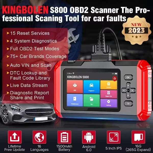 S800 OBD2 Scan Tool ECM/at/ABS/SRS Scanner With 15 Reset Car Diagnostic Tool ABS Bleed Oil SAS IMMO PK Thinkscan Max