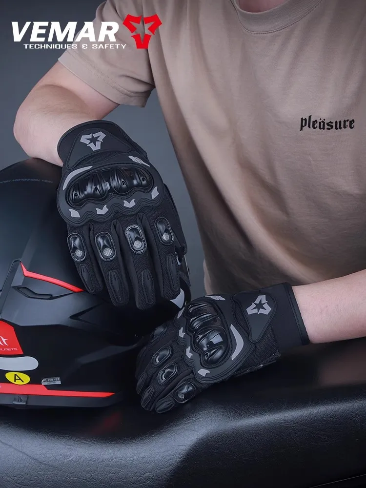 

Premium Summer Touchscreen Hard Knuckle Motorcycle Gloves for Men and Women Motocross ATV Riding Gear with Protective Shell