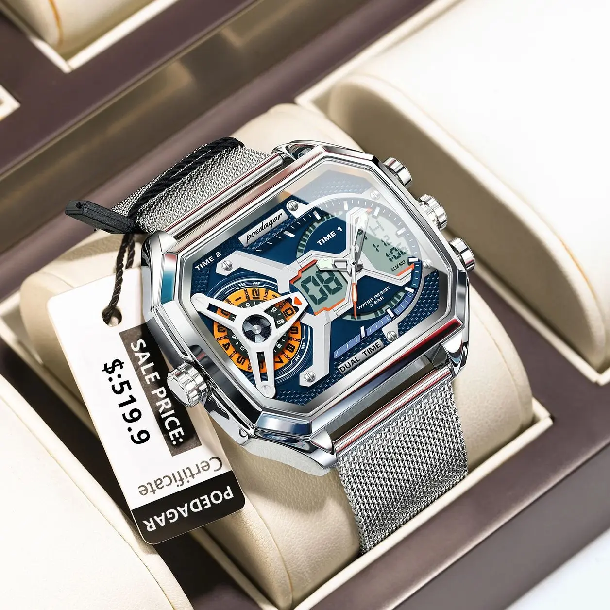 Rectangular Stainless Steel Waterproof Analog Quartz Watch with Adjustment Tool Gold Watches for Women with Vintage Rectangular Case,White  main image 2