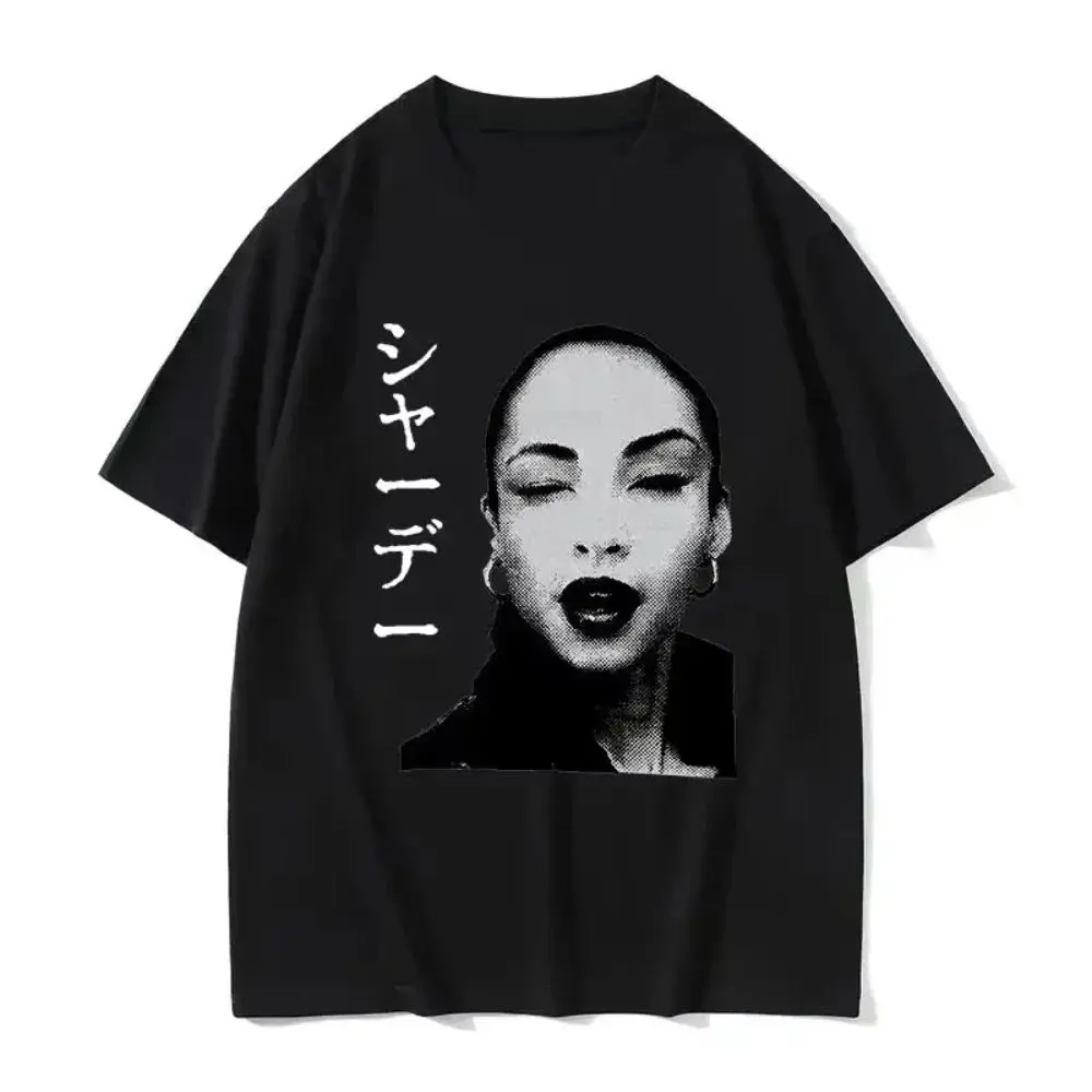 Harajuku Y2k T-Shirts Hip-Hop Vintage Kurzarm 90er Jahre Sänger S-Sade Print Grafik T-Shirt Lässige Lose Bedruckte T-Shirts Unisex – Detail 6