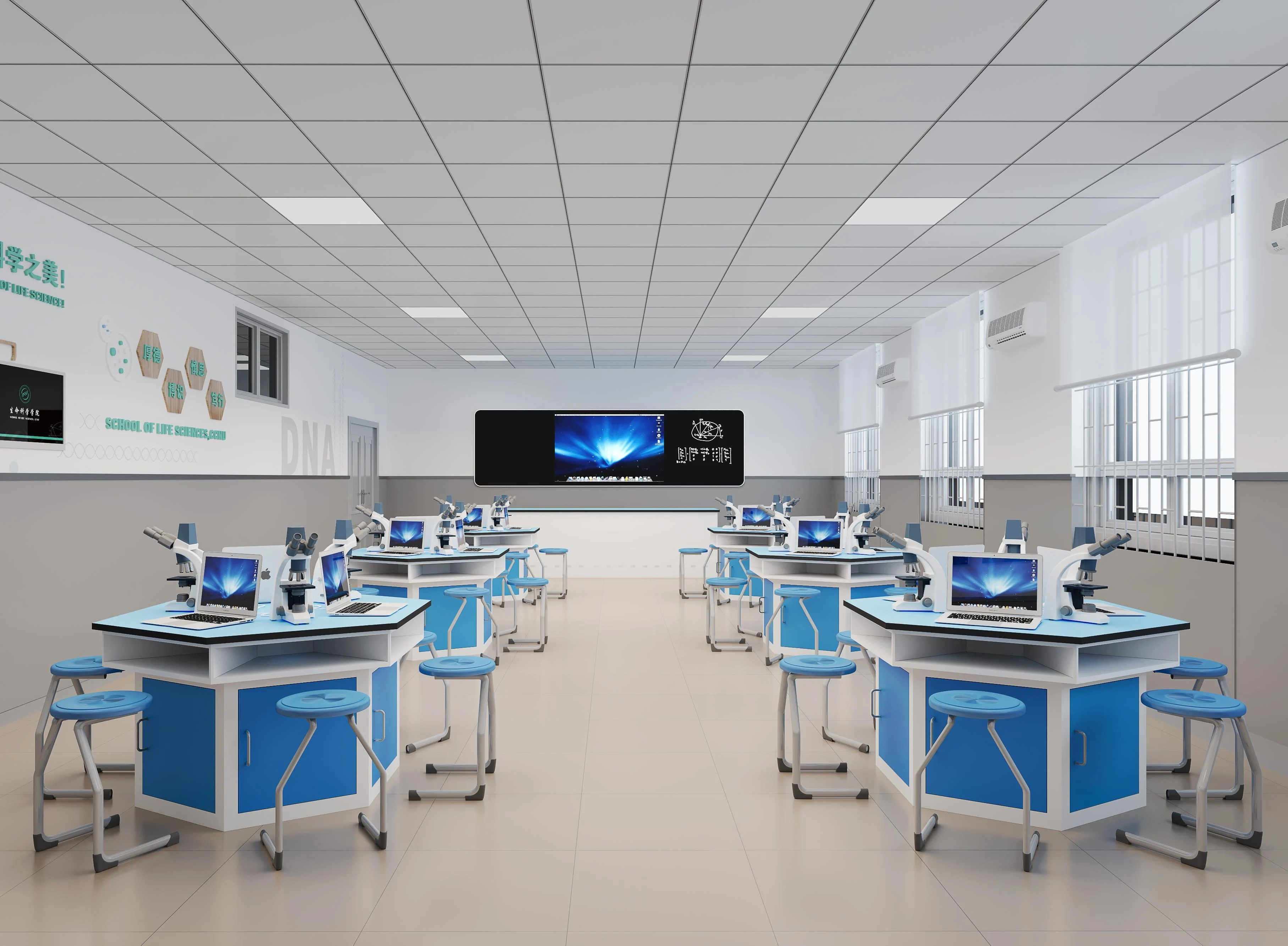 大学向け化学実験装置用ワークステーション、ワンストップサービス、現代的な学校実験台、化学用