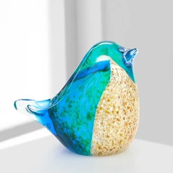 Colored Glaze Crystal Cute Kingfisher Bird Prism Glass Ornament Animal Figurines Paperweight Crafts Porch Cupboard Modern Decor