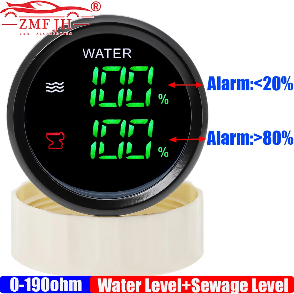

Двойной датчик мульти 2IN1 цифровой уровень воды + датчик уровня сточных вод с сигнализацией 0-190 Ом двойной датчик 52 мм зеленый светодиод для автомобиля, лодки, яхты