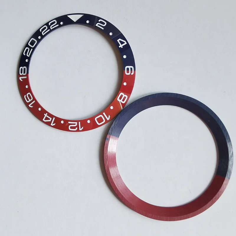 Luxury pepsi blue red watch accessories 38mm ring ceramic bezel inserts for REX GMT 126710 master