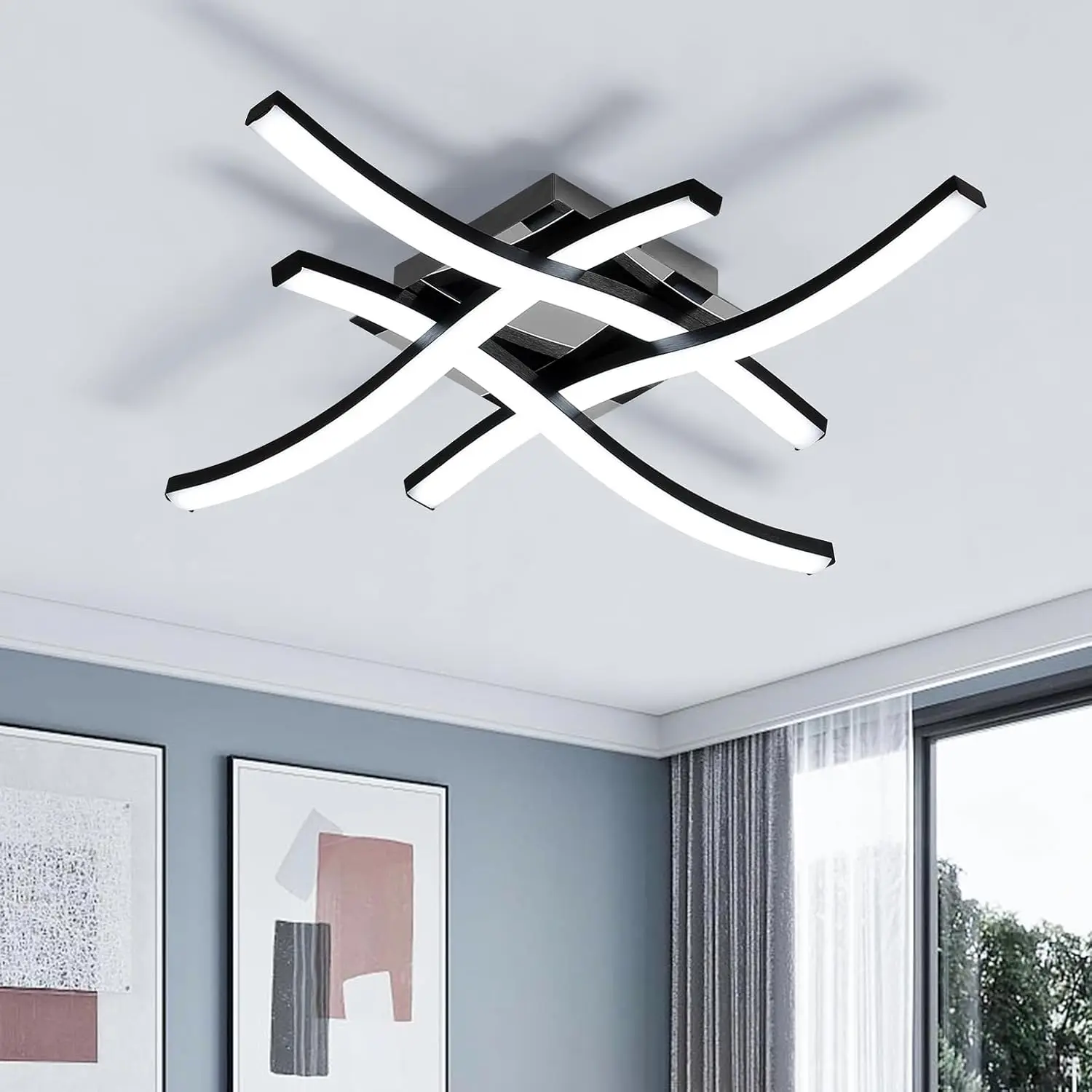 Moderna luz de teto led montagem embutida luz de teto 28w design curvo lâmpada de teto led para cozinha quarto corredor