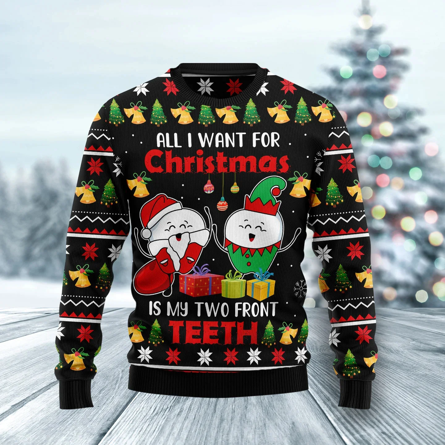 Santa Claus Jingle Bell Pattern Christmas 3D Printed Men Ugly Christmas Sweater Winter Unisex Casual Warm Knitwear Pullover MY48