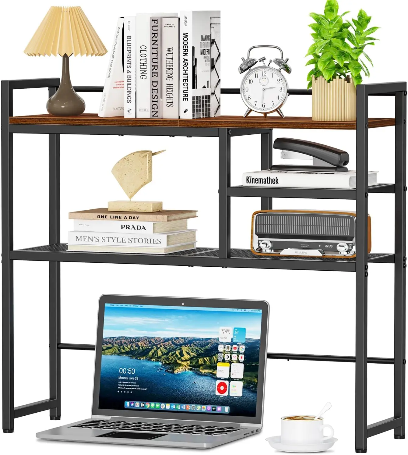 

31.9" Desk Shelf Organizer, 3-Tier Wood Storage Rack for Home Office Dorm, Multipurpose Display Hutch