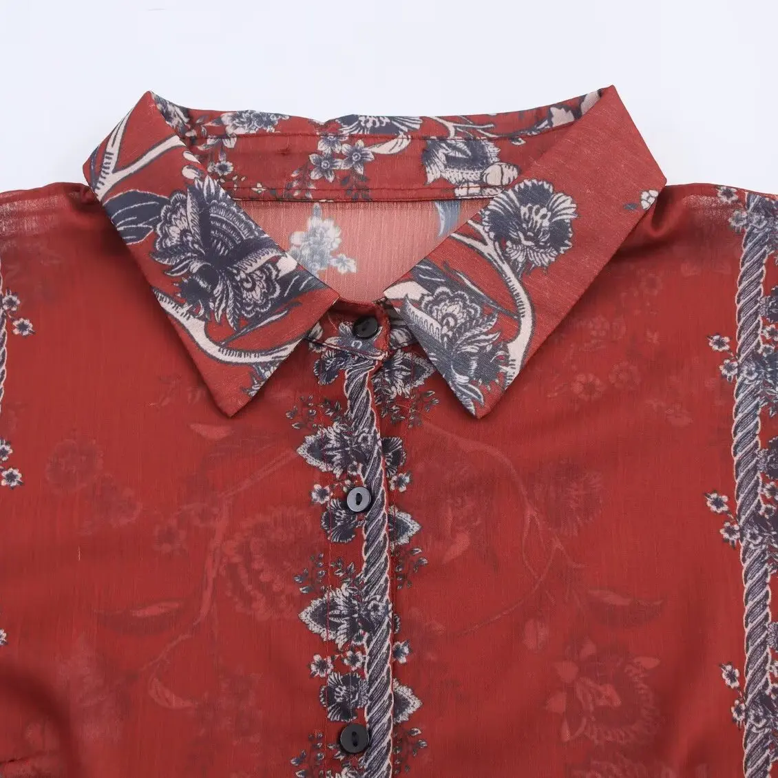 JNLEAOG Outono Novo Feminino Faion Design Sense Tamanho Grande Impresso irt Loose Fit Longo Sve Fibra de Poliéster 00%