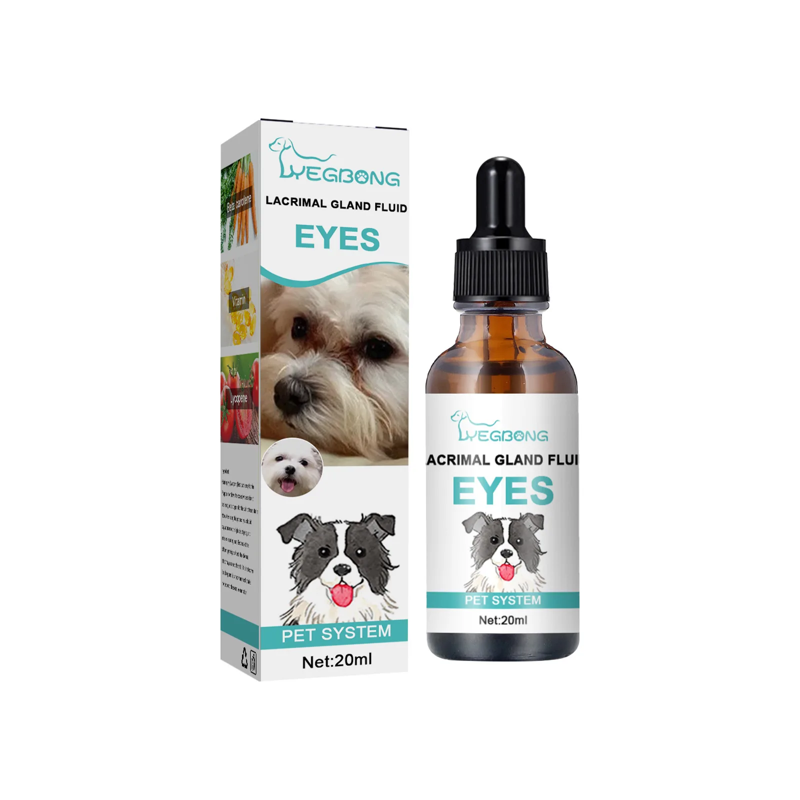 Yegbong Dog Eye Wash Drop Remove Tear Marks Soothe Eye Irritations Eyedroppings Cleaner Reduce Itching Natural Pet Eye Care Drop