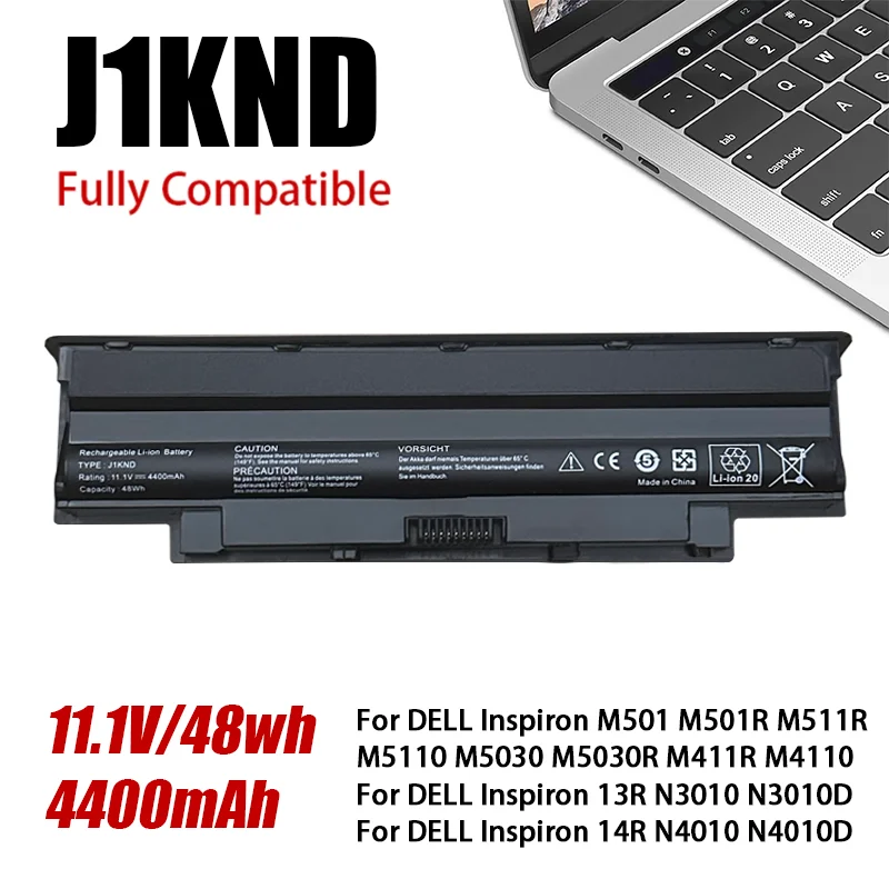 J1KND 11.1V 58Wh Laptop Battery for DELL Inspiron N4010 N3010 N3110 N4050 N4110 N5010 N5010D N5110 N7010 N7110