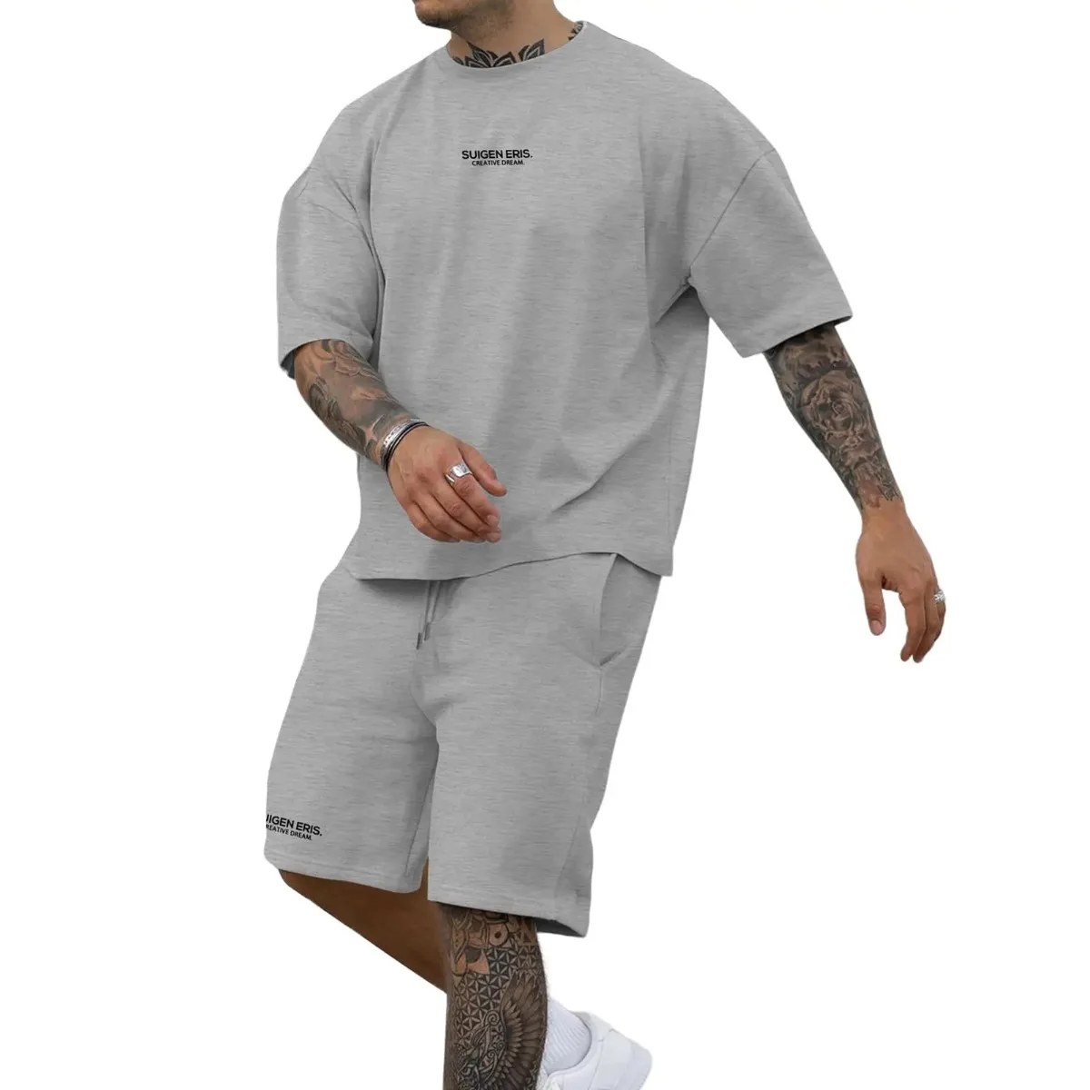 2025 moda masculina clássico carta impressão padrão masculino casual esportes solto camiseta shorts terno de duas peças tendência de rua alta legal