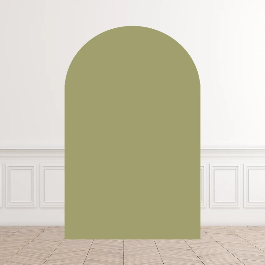 Mehofond Custom Half Arched Wall Backdrops White Blue Birthday for Kids Party Decor Solid Color Round Top Spandex Covers Photo