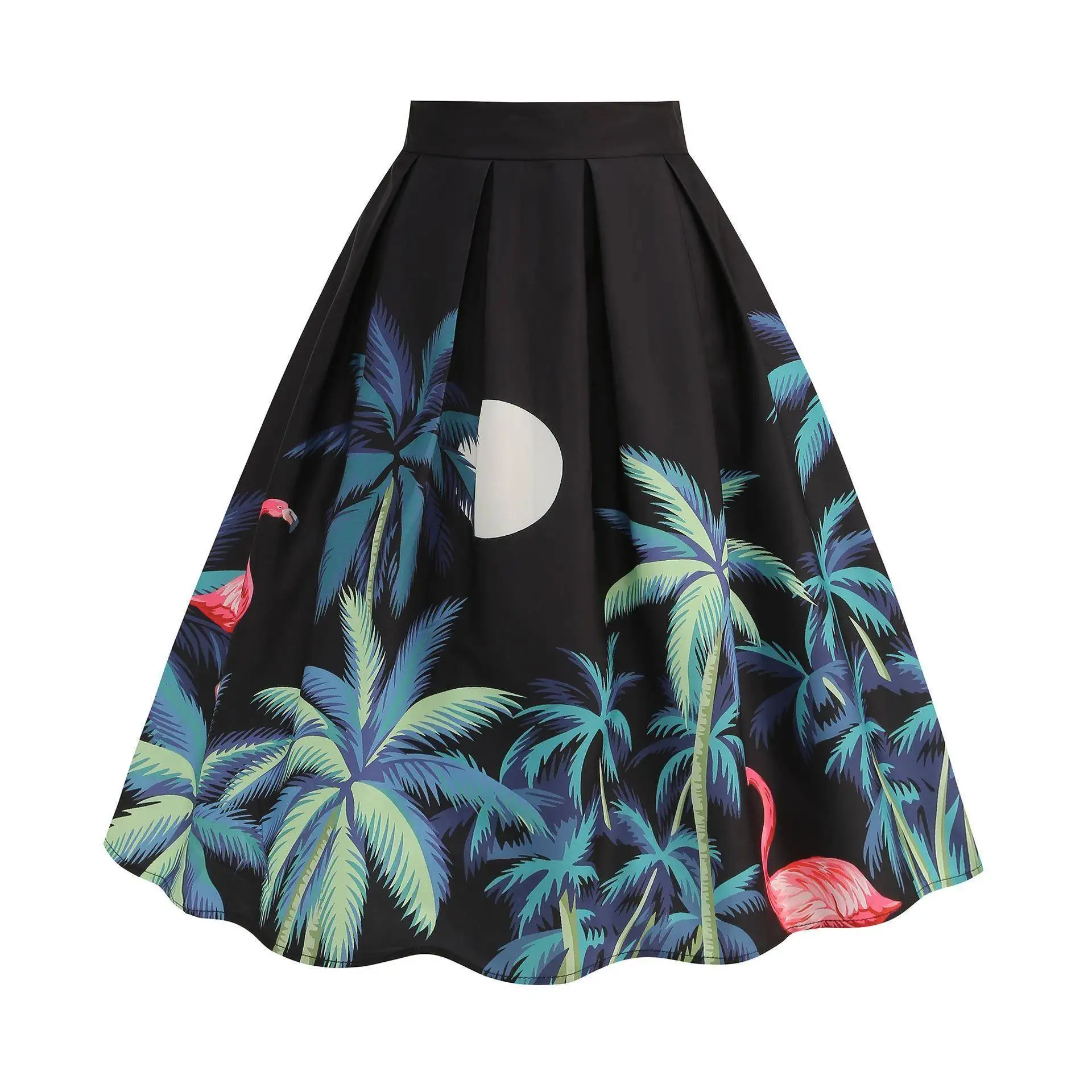 

Faionable Print ter Waist Skirt Cross-Border Mid-Length Lacape Design Pleated Slimming Skirt for Women Summer 2024