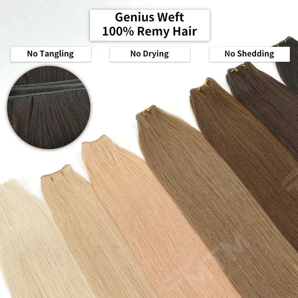 Straight Genius Weft Human Hair Extensions 18