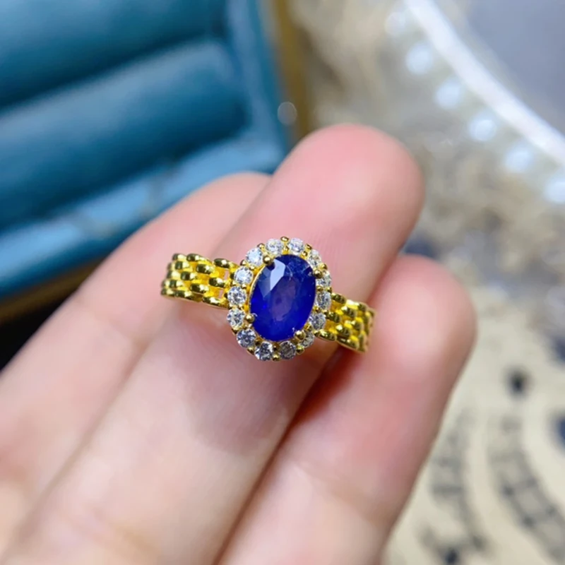 Natural Sapphire Rings for women silver 925 jewelry luxury gem stones 18k gold plated free shiping items