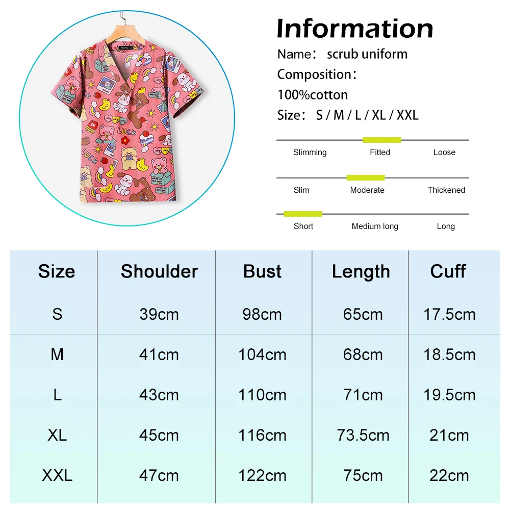 Medical Blouses High Quality Surgical Gowns Doctor Pediatric Nurse Nursing Scrub Cartoon Printed Veterinary Uniform Dental Scrub