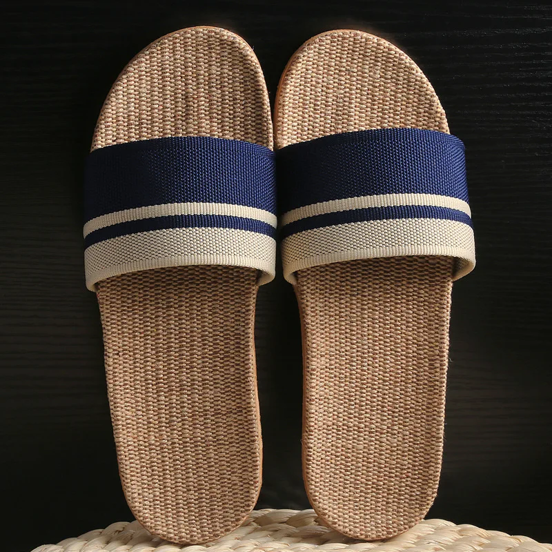 Sommer Leinen Hausschuhe rutsch feste atmungsaktive Schuhe Universal Open-Toe Home Sandalen für alle Jahreszeiten – Detail 9