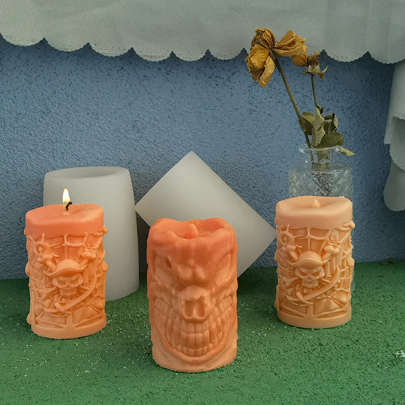 Sanxin Demon Cylindrical Aromatherapy Candle MouldDIYHalloween Atmosphere Candle Ornaments Fragrant Stone Abrasive Tools