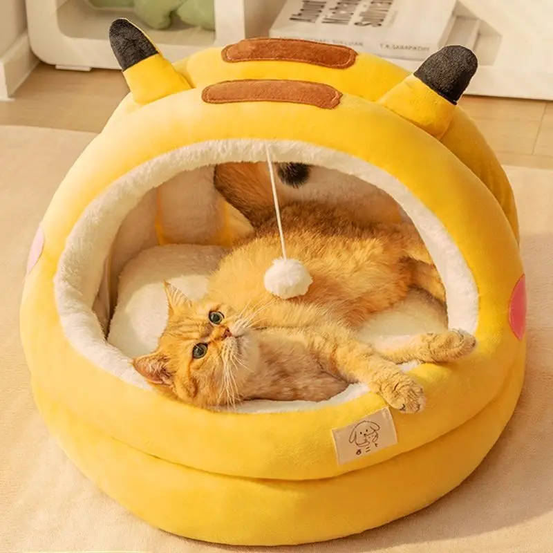 

Аниме Покемон Пикачу теплый маленький дом для домашних животных кошачье гнездо украшение для питомника съемный мягкий полипропиленовый хлопок наполнитель праздничные подарки